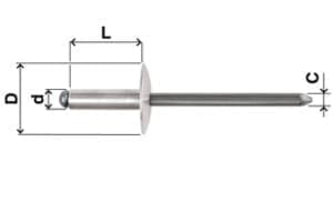 Large head pop rivets